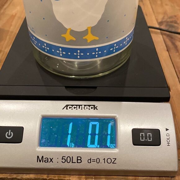 Vintage Jar Libbey Glass Country Geese Blue Ribbon Storage Canister 8¼" with lid - Picture 11 of 11